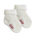 Wool terry short socks with folded cuff BEIGE