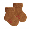 Wool terry short socks with folded cuff OXIDE
