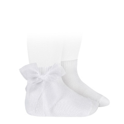 Ceremony short socks with organza bow WHITE
