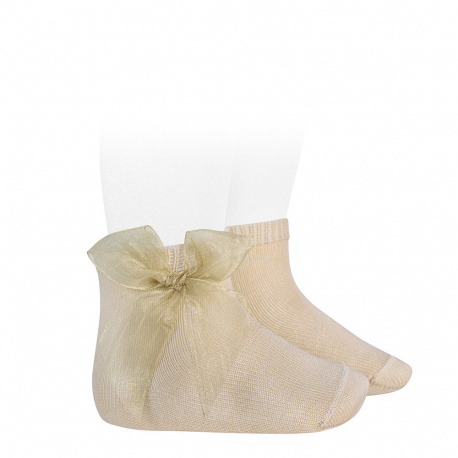 Ceremony short socks with organza bow LINEN