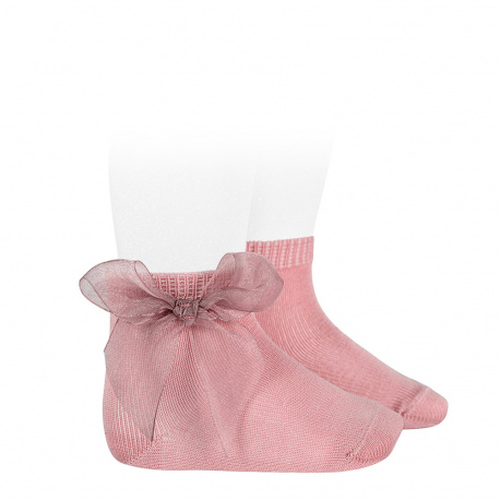 Ceremony short socks with organza bow PALE PINK