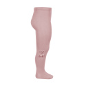 Baby cotton tights with small pompoms PALE PINK