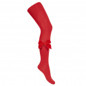 Side velvet bow tights RED