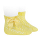 Cotton openwork short socks with bow LIMONCELLO
