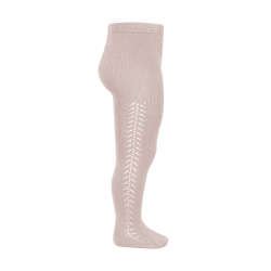 Side openwork warm tights OLD ROSE