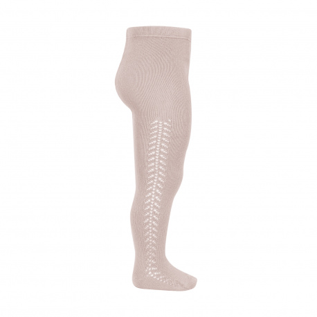 Side openwork warm tights OLD ROSE