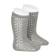 Side openwork knee-high warm-cotton socks ALUMINIUM