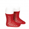 Compra Baby side openwork short socks RED en la tienda online Condor. Fabricado en España. Visita la sección SALES donde encontrarás más colores y productos que seguro que te enamorarán. Te invitamos a darte una vuelta por nuestra tienda online.
