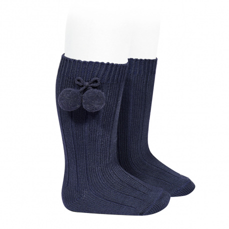 Buy Warm cotton rib knee-high socks with pompoms NAVY BLUE in the online store Condor. Made in Spain. Visit the POMPOM WARM BABY SOCKS section where you will find more colors and products that you will surely fall in love with. We invite you to take a look around our online store.