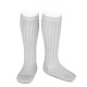 Lurex rib knee-high socks ALUMINIUM
