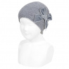 Buy Garter stitch knit hat with big velvet bow LIGHT GREY in the online store Condor. Made in Spain. Visit the ACCESSORIES FOR KIDS section where you will find more colors and products that you will surely fall in love with. We invite you to take a look around our online store.