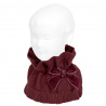 Buy Garter stitch snood scarf with big velvet bow GARNET in the online store Condor. Made in Spain. Visit the ACCESSORIES FOR KIDS section where you will find more colors and products that you will surely fall in love with. We invite you to take a look around our online store.