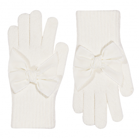 Gloves with giant velvet bow BEIGE
