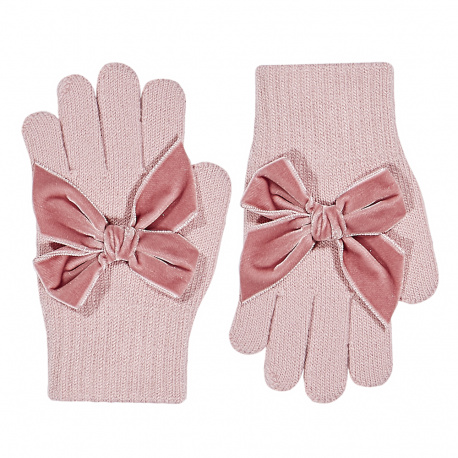 Gloves with giant velvet bow PALE PINK