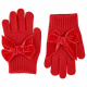 Gloves with giant velvet bow RED