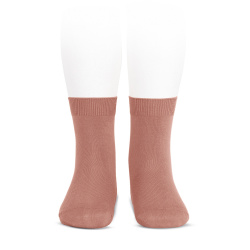 Plain stitch basic short socks TERRACOTA