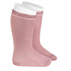 Ceremony knee-high socks with openwork cuff PALE PINK