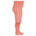 Openwork perle tights with side grossgrain bow PEONY
