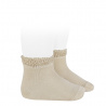 Buy Ceremony short socks with openwork cuff LINEN in the online store Condor. Made in Spain. Visit the LACE AND TULLE SOCKS section where you will find more colors and products that you will surely fall in love with. We invite you to take a look around our online store.