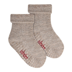 Merino wool-blend terry non-slip socks OATMEAL