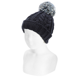 Compra Chunky knit hat with multicolour pompom NAVY BLUE en la tienda online Condor. Fabricado en España. Visita la sección Accessories for kids donde encontrarás más colores y productos que seguro que te enamorarán. Te invitamos a darte una vuelta por nuestra tienda online.