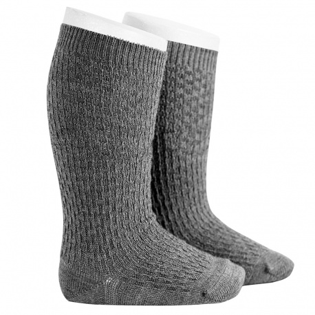 Buy Merino wool-blend patterned knee socks LIGHT GREY in the online store Condor. Made in Spain. Visit the PATTERNED BABY SOCKS section where you will find more colors and products that you will surely fall in love with. We invite you to take a look around our online store.