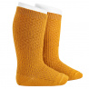 Buy Merino wool-blend patterned knee socks CURRY in the online store Condor. Made in Spain. Visit the PATTERNED BABY SOCKS section where you will find more colors and products that you will surely fall in love with. We invite you to take a look around our online store.