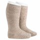Merino wool-blend patterned knee socks NOUGAT