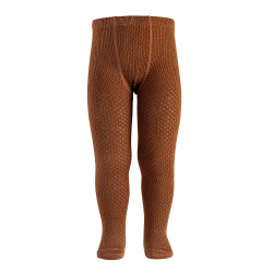Merino wool-blend patterned tights CHOCOLATE