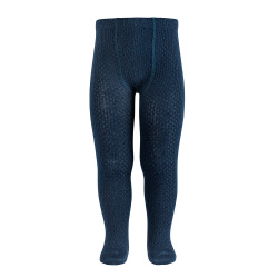 Merino wool-blend patterned tights NAVY BLUE