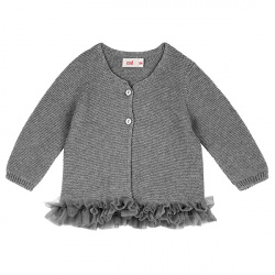 Shop the Garter stitch cardigan with tulle waist LIGHT GREY Condor. Available in a wide variety of colors to match with leotards, socks, and bonnets. Knitwear cardigans and also bolero cardigans for girls made of 100% cotton. Ideal as basics for back to school uniforms and for communions, weddings and baptisms.