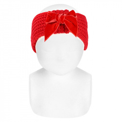 English stitch turban urban with velvetbow RED