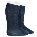 Braided knee socks NAVY BLUE
