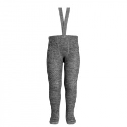 Merino wool-blend tights w/elastic suspenders LIGHT GREY