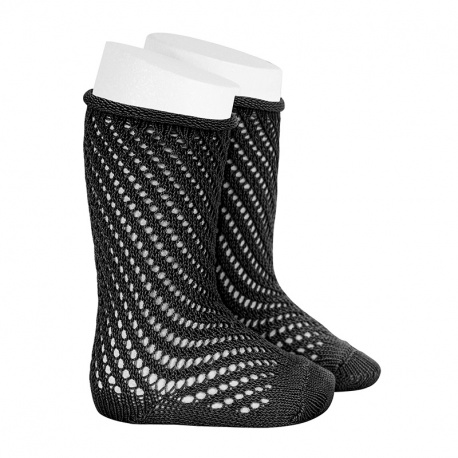 Buy Net openwork perle knee high socks w/rolled cuff BLACK in the online store Condor. Made in Spain. Visit the BABY ELASTIC OPENWORK SOCKS section where you will find more colors and products that you will surely fall in love with. We invite you to take a look around our online store.