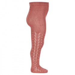 Perle openwork tights with sspike at side TERRACOTA