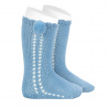 Buy Side openwork perle knee high socks withpompom BLUISH in the online store Condor. Made in Spain. Visit the POMPOM BABY SOCKS section where you will find more colors and products that you will surely fall in love with. We invite you to take a look around our online store.