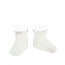 Short socks with patterned cuff CREAM
