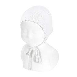 Links stitch openwork bonnet WHITE