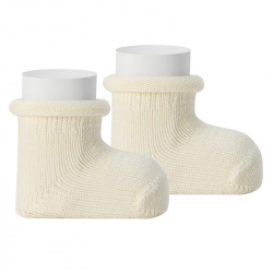 Chaussettes bébé coton chaud avec borduré roulé ECRU