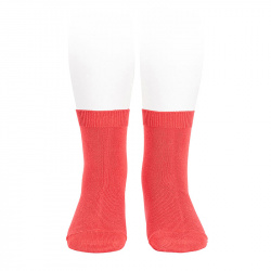 Plain stitch basic short socks CORAL