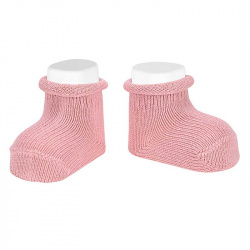 Baby warm cotton socks with rolled-cuff PALE PINK