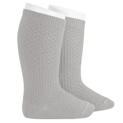 Merino wool-blend patterned knee socks ALUMINIUM