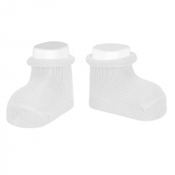 Baby warm cotton socks with rolled-cuff WHITE