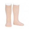 Buy Merino wool-blend rib knee socks NUDE in the online store Condor. Made in Spain. Visit the BASIC WOOL BABY SOCKS section where you will find more colors and products that you will surely fall in love with. We invite you to take a look around our online store.