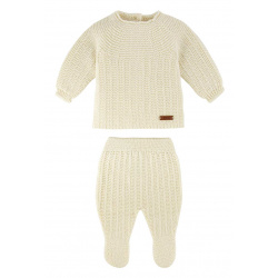 Merino blend set (sweater + footed leggings) BEIGE