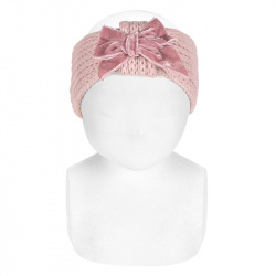 English stitch turban urban with velvetbow PALE PINK
