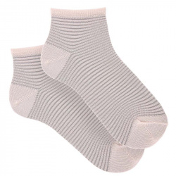 Ankle socks with transparent stripes NUDE