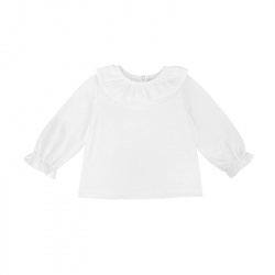 Compra Cotton blouse with flounce WHITE en la tienda online Condor. Fabricado en España. Visita la sección Knitwear set donde encontrarás más colores y productos que seguro que te enamorarán. Te invitamos a darte una vuelta por nuestra tienda online.