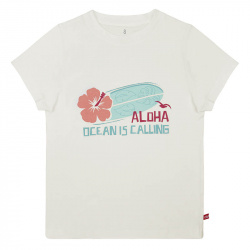 Tropical hibiscus kids short sleeve t-shirt CREAM